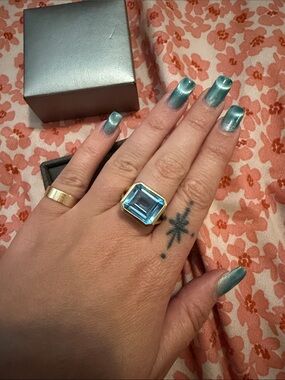 Effy Gold Ring with Blue Emerald-Cut Gemstone
